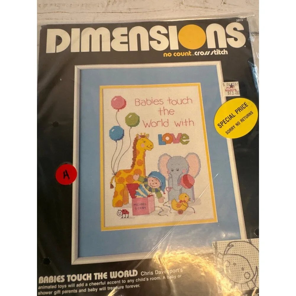 Dimensions Babies Touch The World No Count Cross Stitch 9